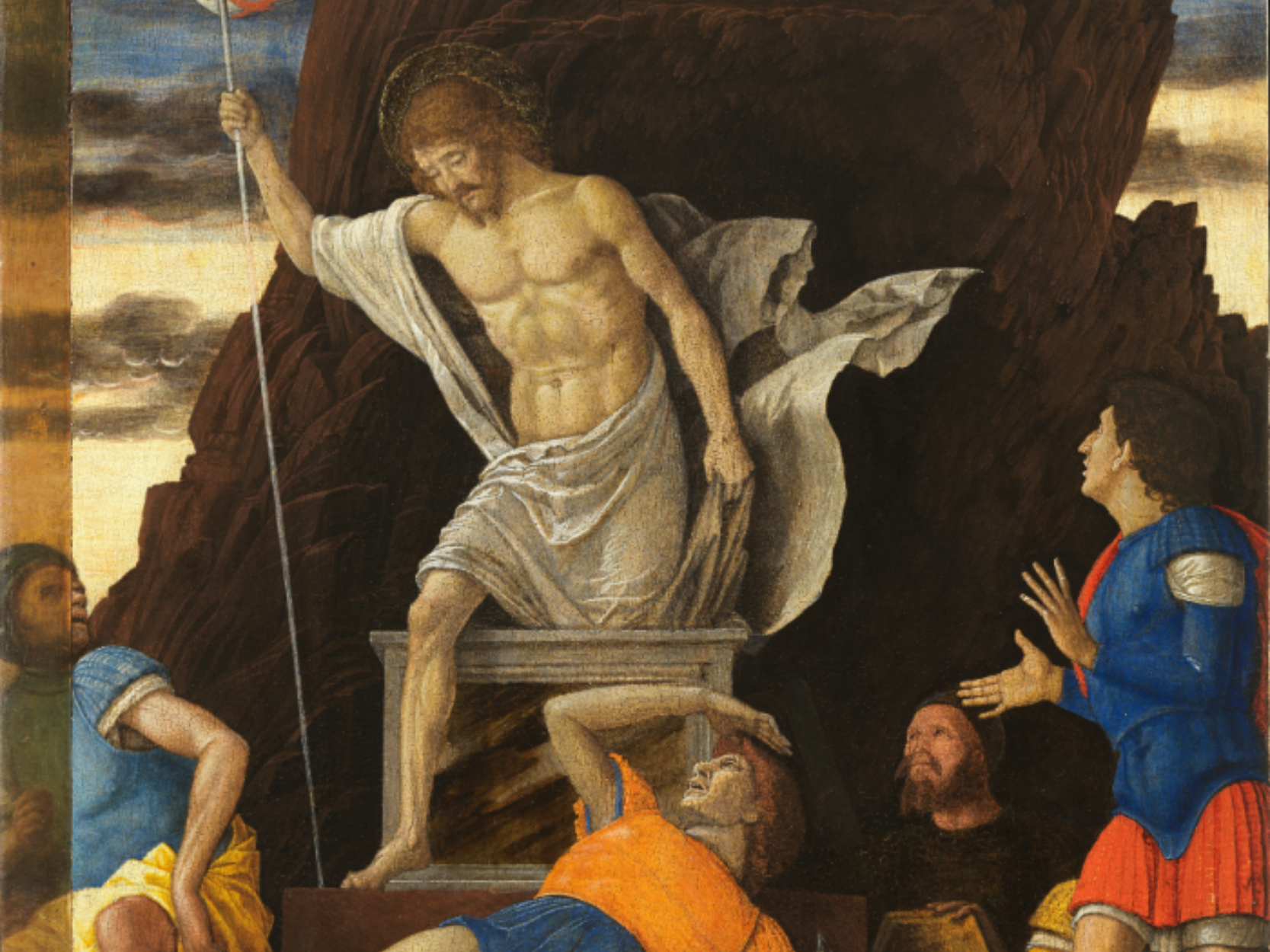 Quadro raffigurante cristo risorto mentre esce dal sepolcro